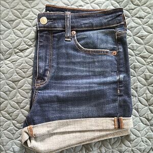 American Eagle Outfitters Hi-Rise Shortie Dark Wash Denim Shorts